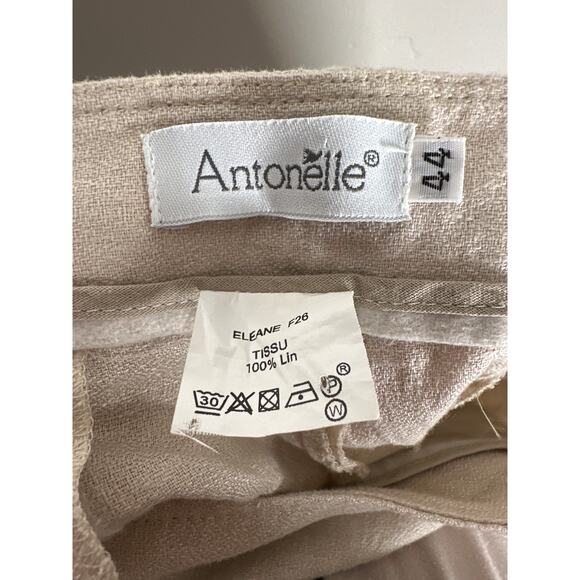 Antonelle Linen Wide Leg Pants Trouser Size FR 44/ US 34 Beige Tan - Picture 7 of 7